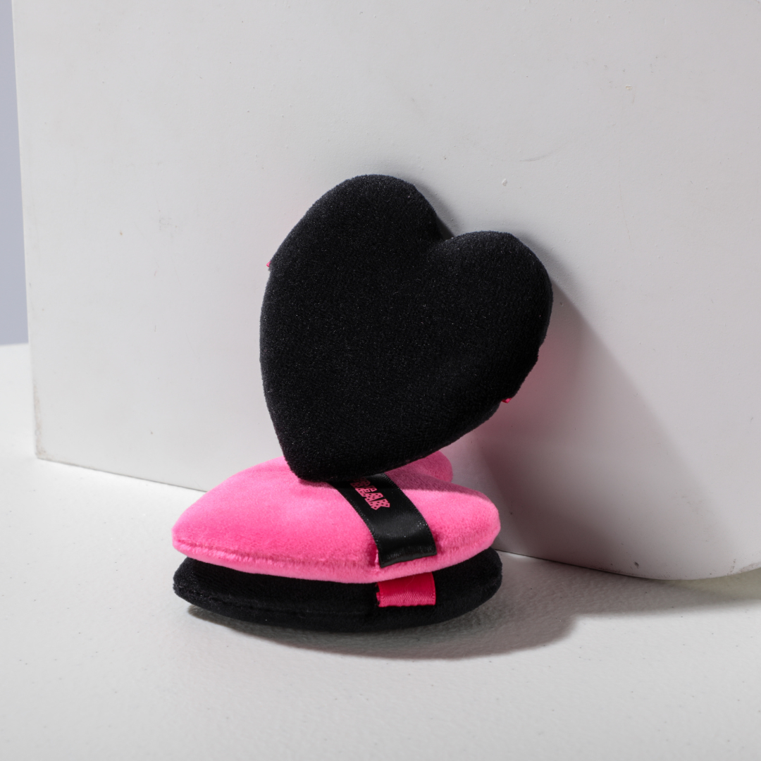 Black and Pink Heart Shaped Puff DUO