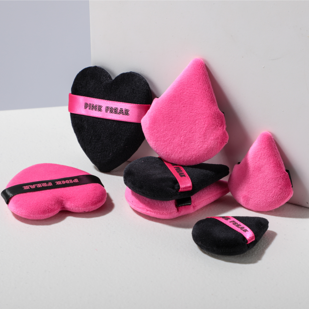 Black and Pink Heart Shaped Puff DUO