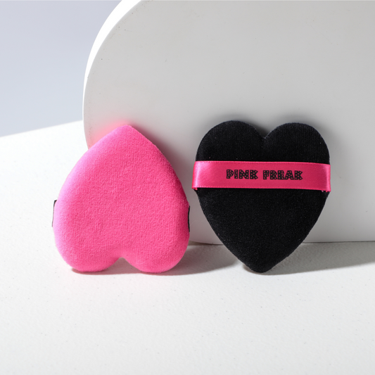 Black and Pink Heart Shaped Puff DUO