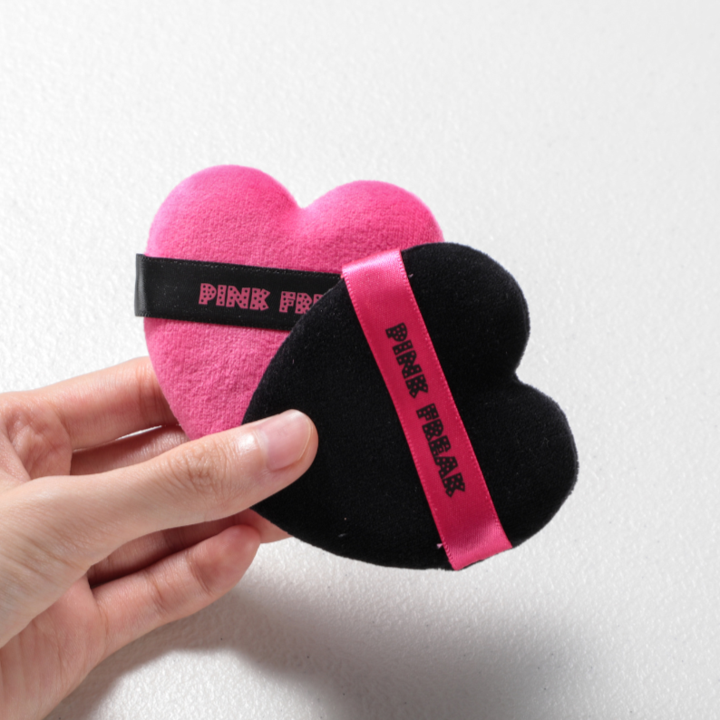 Black and Pink Heart Shaped Puff DUO